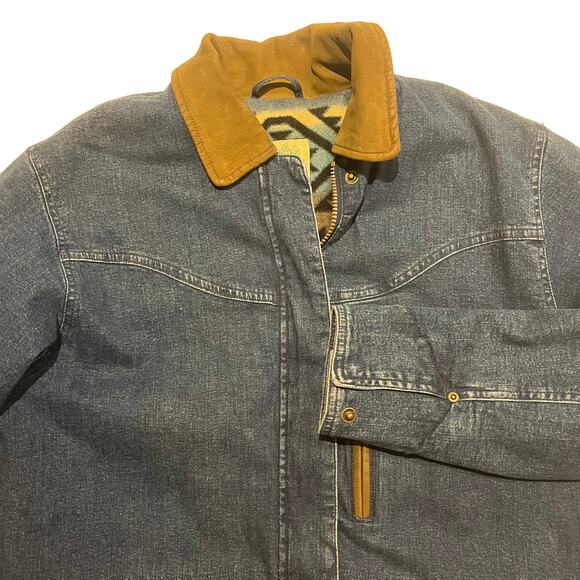 Cabela's Jackets & Blazers - VTG Cabelas Women's Medium Flannel Lined Blue Denim Jean Jacket Full Zip‎ Aztec